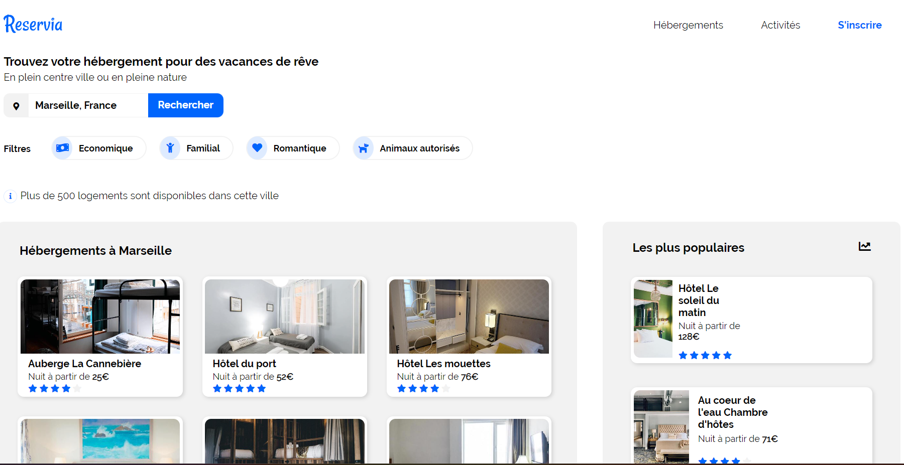 Capture du site web